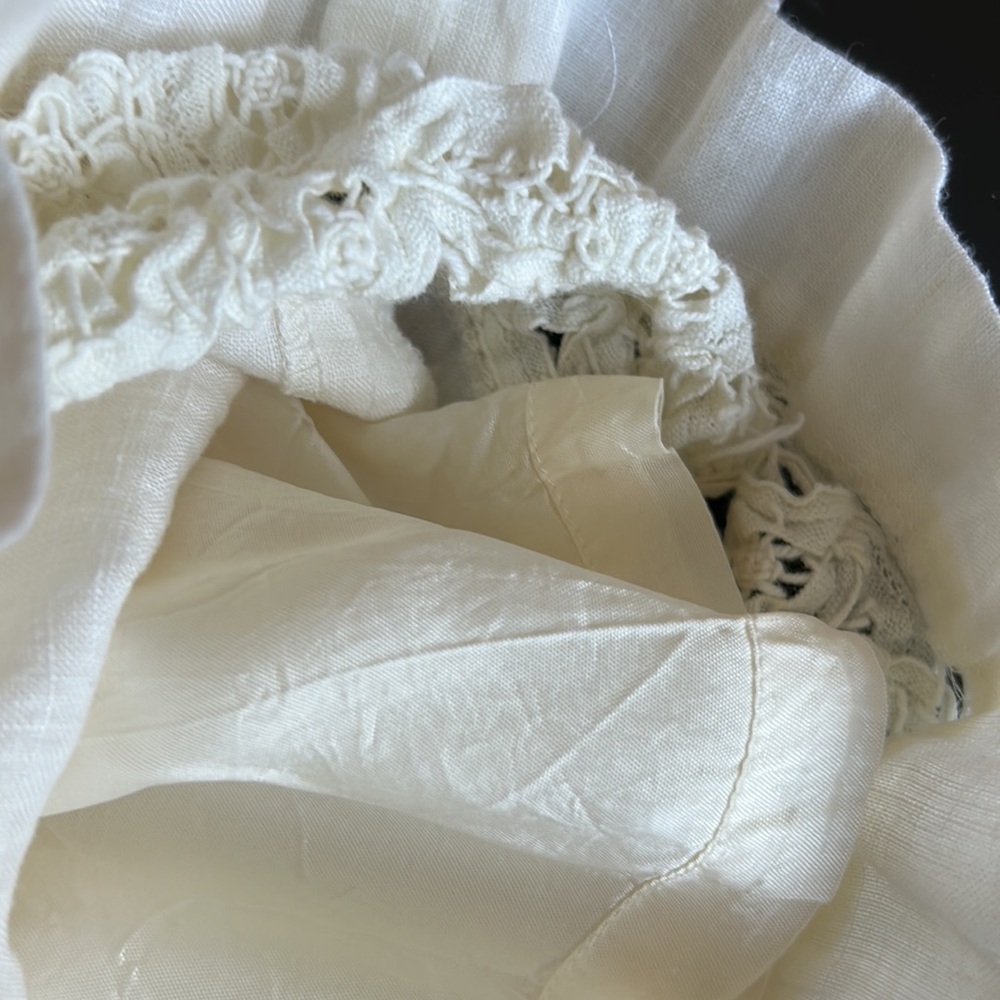 🌼3 for $15🌼 Debbie Shuchat 100% Linen Fully Lines Lace Cuff Wide Leg Pants - Picture 7 of 11